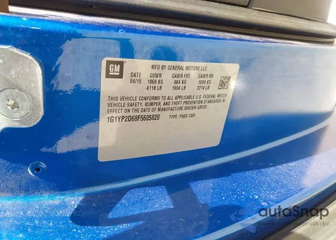 2015 Chevrolet Corvette Z06 z USA, uszkodzony, nr VIN 1G1YP2D68F5605820